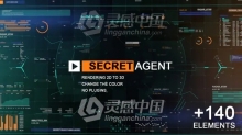 140种HUD科技军事间谍UI图表界面元素动画AE模板