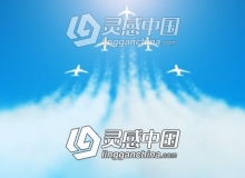 空中多架飞机喷雾拖尾LOGO展示片头AE模板 Videohive Fly Away Ident