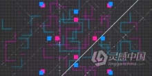 复古网格线条霓虹灯发光文字故障创意LOGO标志视频片头 AE模板 AE工程文件 Glow Glitch Logo
