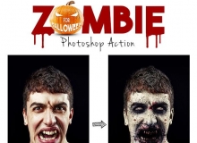 僵尸恐怖PS动作 Zombie Photoshop Action 附视频教程