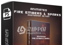 火星火花飞溅GIF动作 Animated Fire Embers & Sparks Photoshop Action