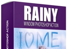 朦胧玻璃下雨水滴PS动作 Rainy Window PS Action 附视频教程