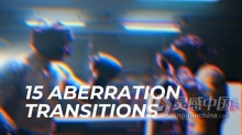 PR模板-15种像差数字毛刺转换故障过渡效果 Aberration Transitions