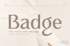 时尚优雅轻奢艺术产品包装排版LOGO品牌设计英文衬线字体 Badge – Modern Luxury Font Family