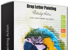 水彩绘画PS动作 Drop Letter Painting Action 附视频教程