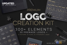 300款复古LOGO徽标商业品牌标志设计纹理样式矢量工具包 Logo Creation Kit