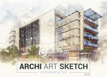 建筑艺术素描草图PS动作 Archi Art Sketch Photoshop Action V2 附教程