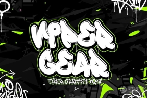 前卫时尚街头喷漆涂鸦手写粗犷滴墨趣味风格英文字体 Viper Gear – Thick Graffiti Font