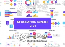 150个炫彩圆环扇形箭头柱状图信息数据图表动画包AE模板 Infographic Bundle