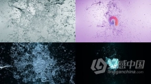 4K水花喷溅动画演绎标志LOGO片头AE模板AE工程文件 Water Blast Logo Intro 4