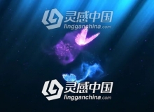 两只粒子蝴蝶飞舞LOGO标志展示片头AE模板 Colorful Butterfly Trails Logo