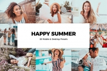 快乐夏日旅拍人像LR预设手机LR预设LUT预设 Happy Summer Lightroom Presets and LUTs