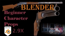 Blender西式步枪游戏模型实例制作训练视频教程