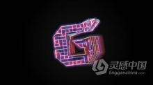 4K发光高科技网格全息线条霓虹灯LOGO片头 AE模板 AE工程文件 Glitch Holo Logo
