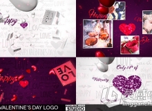 浪漫情人节爱心粒子包装动画AE模板 Videohive Valentine's Day Logo 3in1