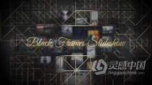 AE模板-抽象墙上黑色相框照片电影3d场景视频相册AE模板下载 Black Frames Slideshow