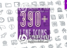 390个线条风格Icons图标动画包AE模板 Line Icons Pack 390 Animated Icons