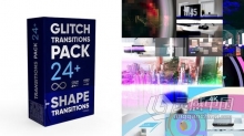 FCPX插件-24个故障毛刺素损坏图形动画视频转场效果 Glitch Transitions Pack 4K