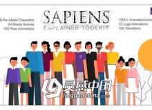 现代网络社交媒体二维卡通人物场景介绍展示动画包AE模板+PR模板