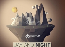 C4D低面体风格山体制作视频教程 Low Poly Floating Island Cinema 4D Tutorial