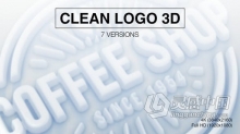 7种3D明亮标志视频动画适合制作公司LOGO片头 AE模板 AE工程文件 Clean Logo 3D Reveal (7-Pack)