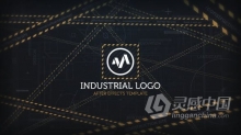 工业建筑数字几何线条公司标志LOGO片头 AE模板 AE工程文件 Industrial Logo Reveal