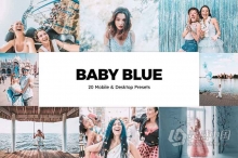 奇幻电影蓝调Lightroom预设APP滤镜与LUT预设 Baby Blue Lightroom Presets & LUT