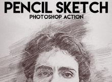 现实铅笔素描PS动作 Pencil Sketch Photoshop Action 附操作演示视频教程