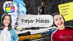 50种创意趣味褶皱撕裂纸张标题纹理贴纸转场动画FCPX插件 omotion – Paper Pieces