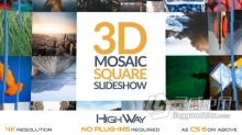 马赛克方块3D错位动画照片幻灯片宣传视频相册制作AE模板AE工程文件 3D Mosaic Square Slideshow