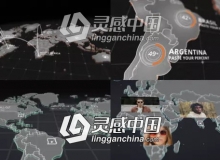 三维世界地图定点连线动画包AE模板 Videohive World Map Kit