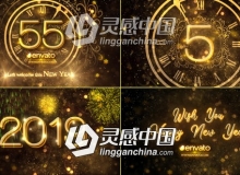 金色华丽粒子2019新年倒计时片头AE模板 Videohive New Year Countdown 2019