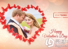 甜蜜情人节心形动画AE模板Videohive Sweet Butterflies Valentine\'s Day Card