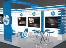 C4D惠普展示馆建模材质渲染视频教程 附工程文件 Exhibition Stall Modeling