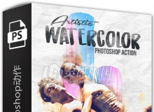 艺术水彩Photoshop动作 Artistic Watercolor Photoshop Action 附视频教程