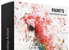 涂料水彩分散动作 Paints Photoshop Action 附操作视频教程