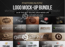 逼真LOGO标志PSD模板4套合集 Photorealistic Logo Mock-Up Bundle