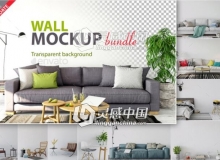 墙面内墙展示模型PSD Wall Mockup-Bundle Vol. 1