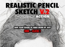 写实素描PS动作 Realistic Pencil Sketch V.2 Photoshop Action