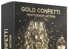 黄金铜像纸屑PS动作 Gold Confetti Photoshop Action 附视频教程