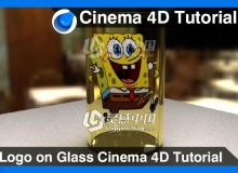 C4D玻璃杯标志LOGO模型建模材质渲染视频教程 Logo on Glass Cinema 4D Tutorial