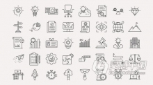 AE模板 Business & Startup Line Icons 40组图标动画 AE工程 AE文件