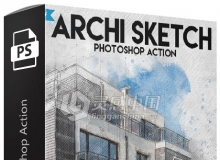 风景建筑素描PS动作 Archi Sketch Photoshop Action附视频教程