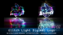 霓虹灯故障毛刺失真互联网游戏技术公司LOGO片头 AE模板 AE工程文件 Glitch Light Digital Logo