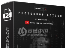 人工智能科技虚幻PS动作 Technology 3 Photoshop Action 附视频教程