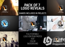 手势拼接涂抹Logo演绎动画AE模板 Videohive Pack of Hand Logo