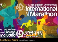 马拉松长跑体育运动开场片头AE模板 Videohive Marathon Runner Promo