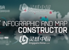 科技感信息图表数据地图HUD展示动画AE模板 infographic and map constructor