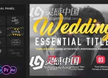 30种漂亮浪漫小清晰可爱婚礼文字标题动画AE模板/PR预设 Essential Wedding Titles